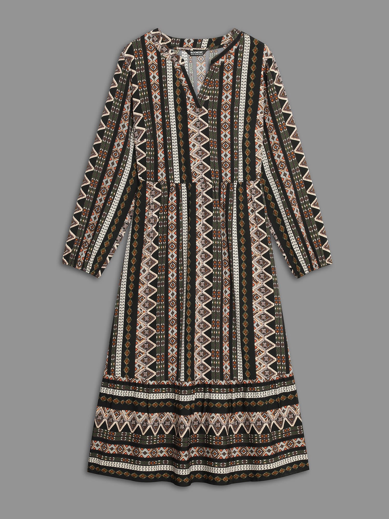 Bandana Lantern Sleeve Ruffle Hem Dress