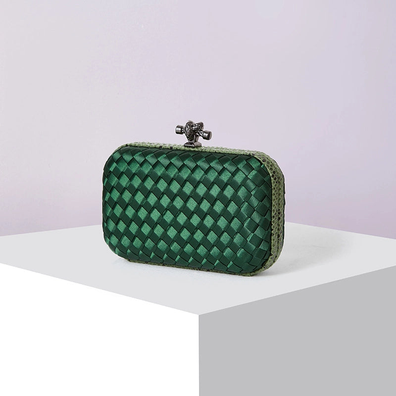 Factory Direct Sales Silk Hand-woven Women's Clutch Crossbody Simple Evening Bag Chain Pouch