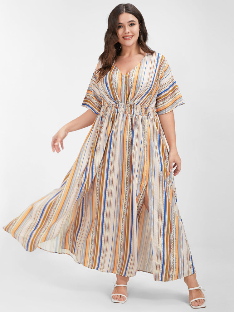 Bandana Split Dolman Sleeve Pocket Maxi Dress