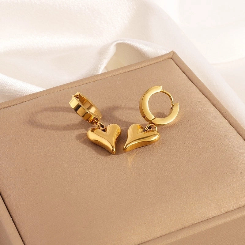 12 Pieces Minimalist Commute Geometric Heart Shape Plating Titanium Steel Drop Earrings Earrings Ear Studs