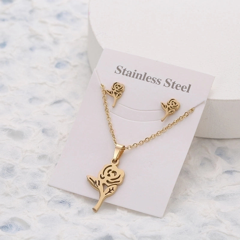 5 Pieces 2 Pieces Minimalist Star Cat Butterfly Stainless Steel Women's Jewelry Set