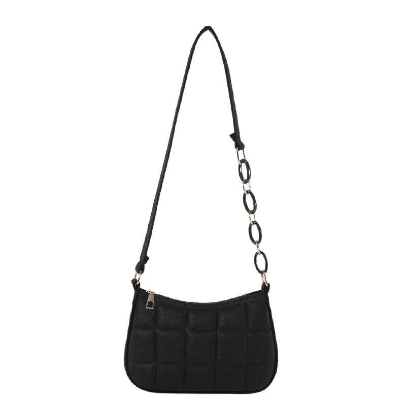 Women's Woolen Solid Color Basic Vintage Style Square Zipper Shoulder Bag Crossbody Bag