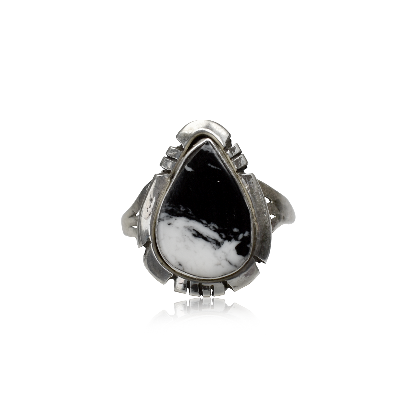 Dark White Buffalo Teardrop Ring