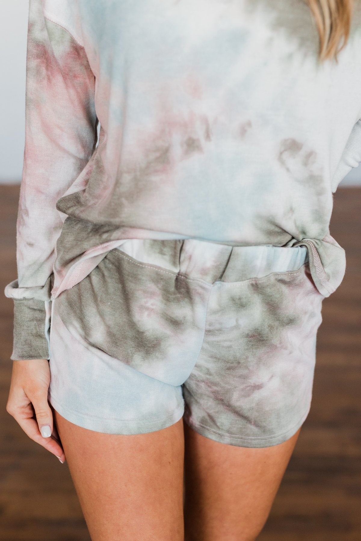 Tie Dye Lounge Shorts- Blue. Peach. & Olive