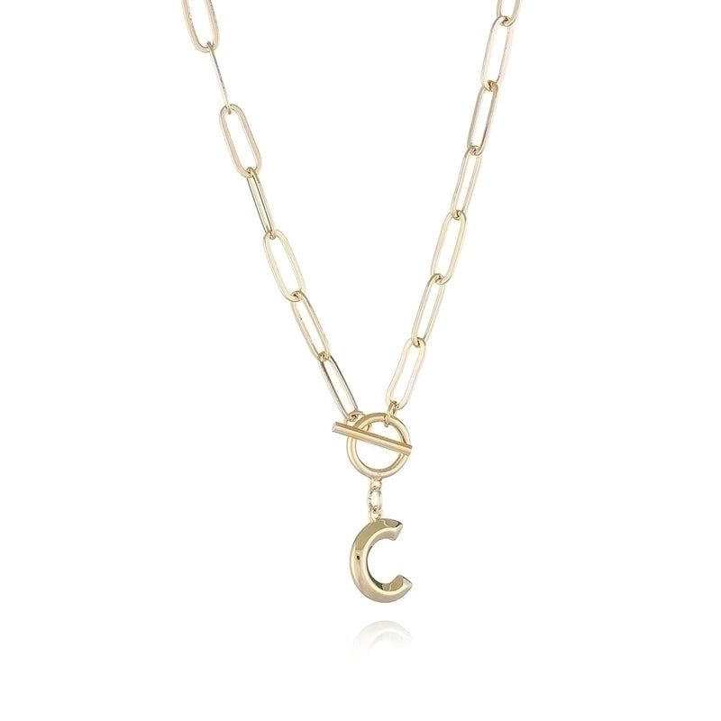 Copper 14K Gold Plated Fashion Plating Letter Pendant Necklace