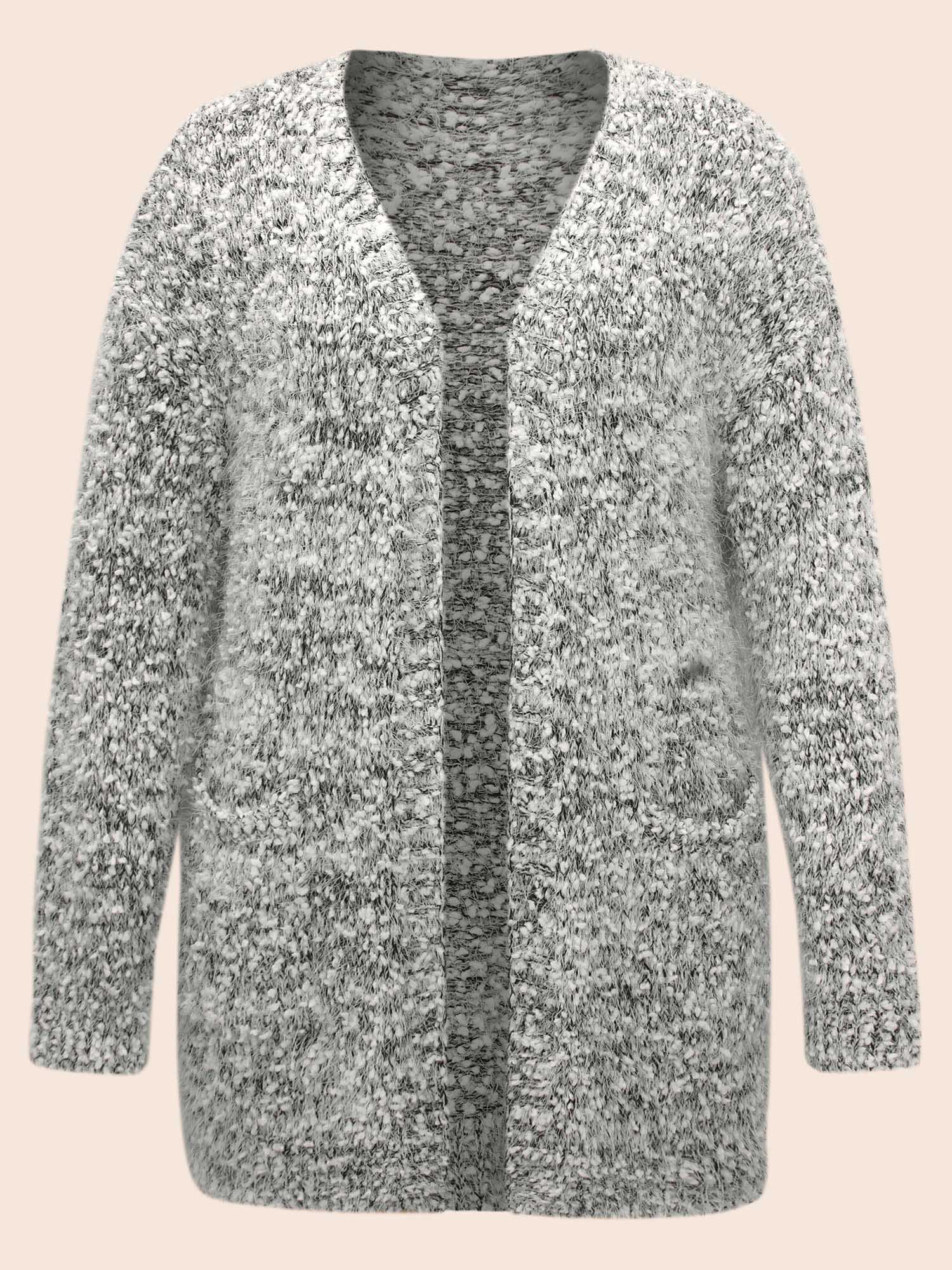 Texture Fluffy Open Front Cardigan