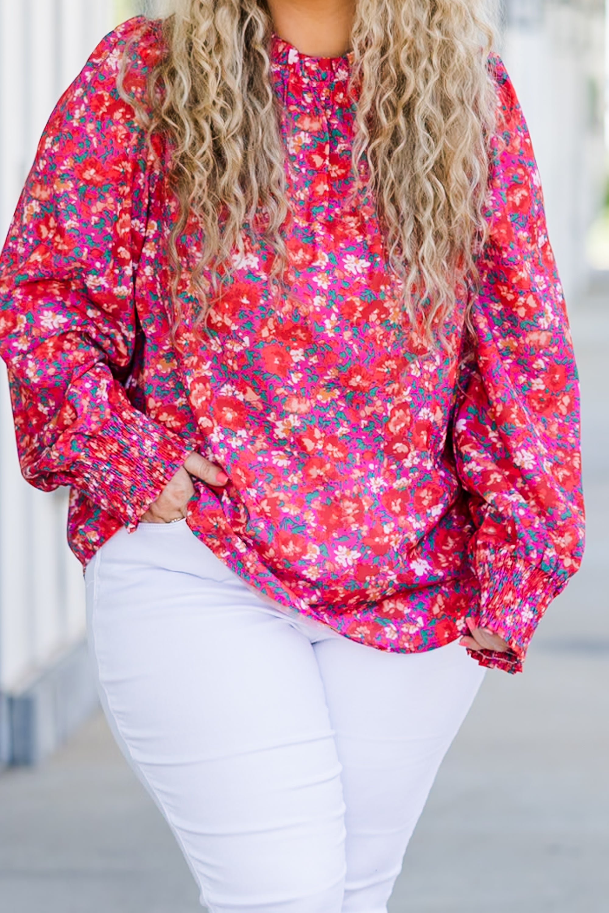 In The Warm Spring Air Top. Pink Floral