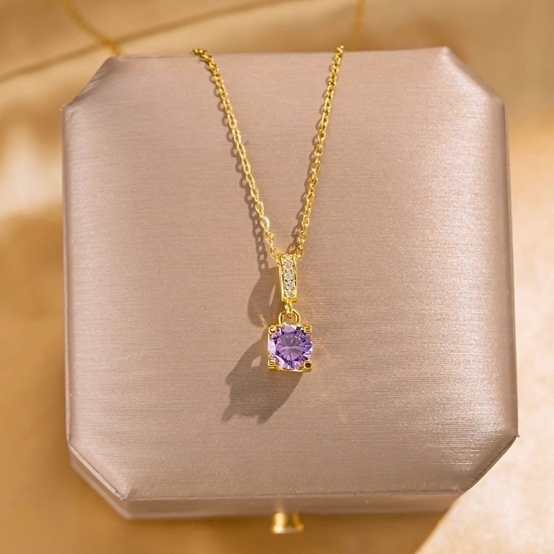 Elegant Lady Streetwear Geometric Flower Butterfly 304 Stainless Steel Acrylic Zircon 18K Gold Plated Inlay Pendant Necklace