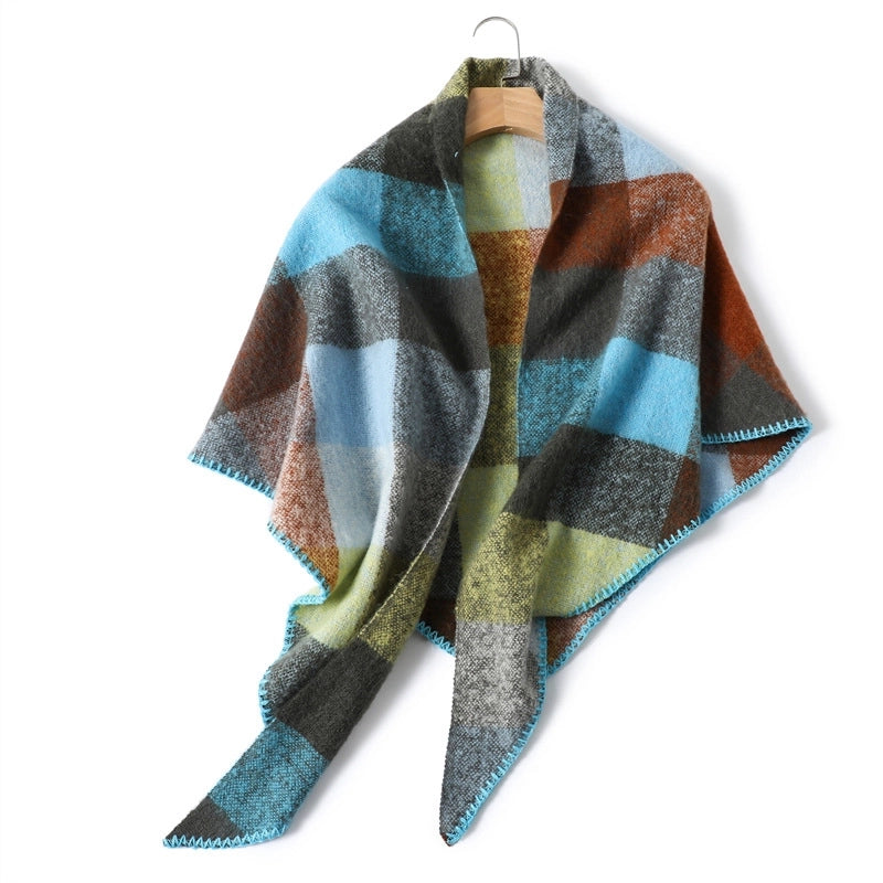 Unisex Vintage Style Lattice Imitation Cashmere Polyester Scarf