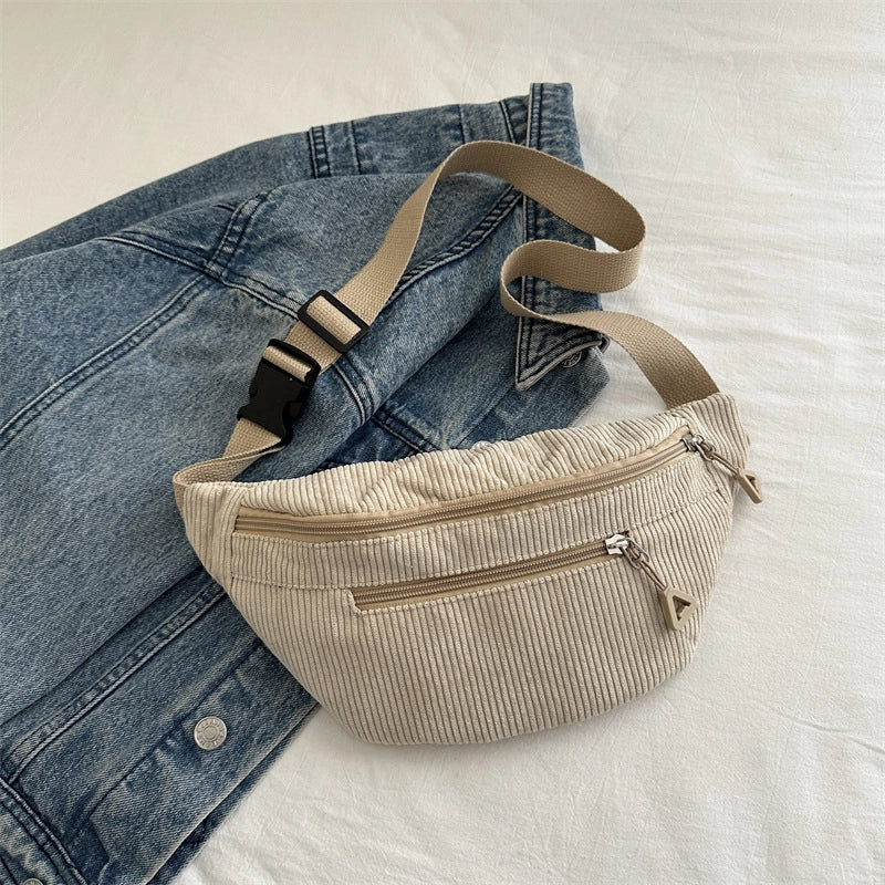 Women's Streetwear Solid Color Flannel Waist Bags