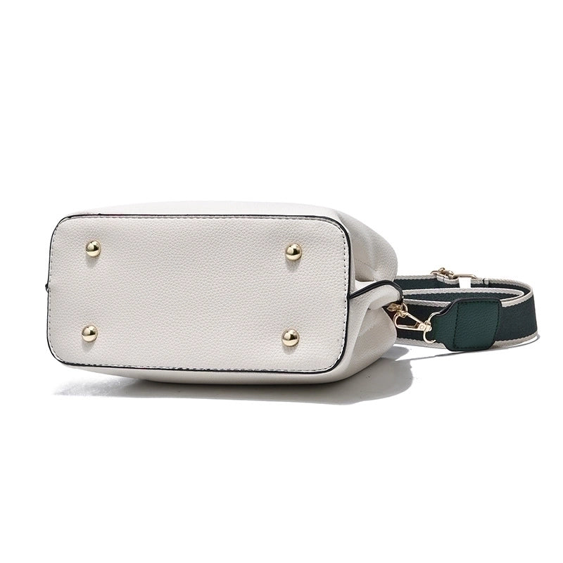 Women's Pu Leather Solid Color Elegant Classic Style Bucket Zipper Buckle Shoulder Bag Crossbody Bag