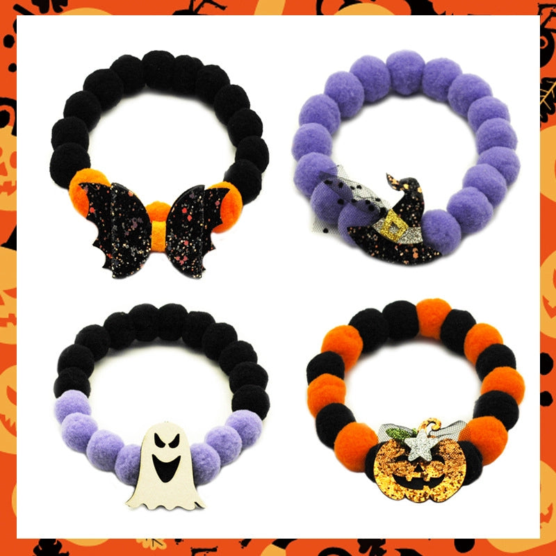 Colorful Ghost Festival Cat Dog Ball Collar Elastic Adjustable Pet Halloween Accessories Cole Duck Accessories