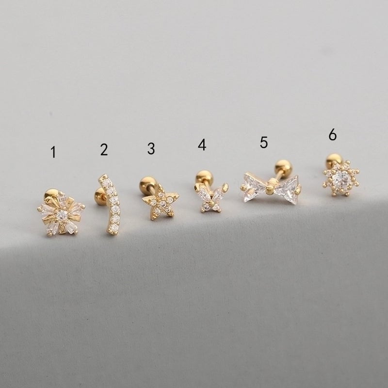 1 Piece Fashion Star Inlay Copper Zircon Ear Studs