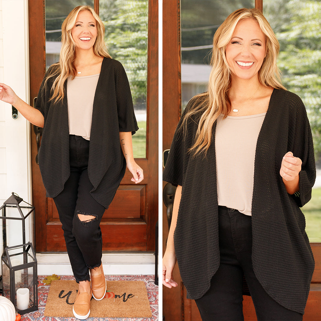 Promise To Stay Cardigan. Black