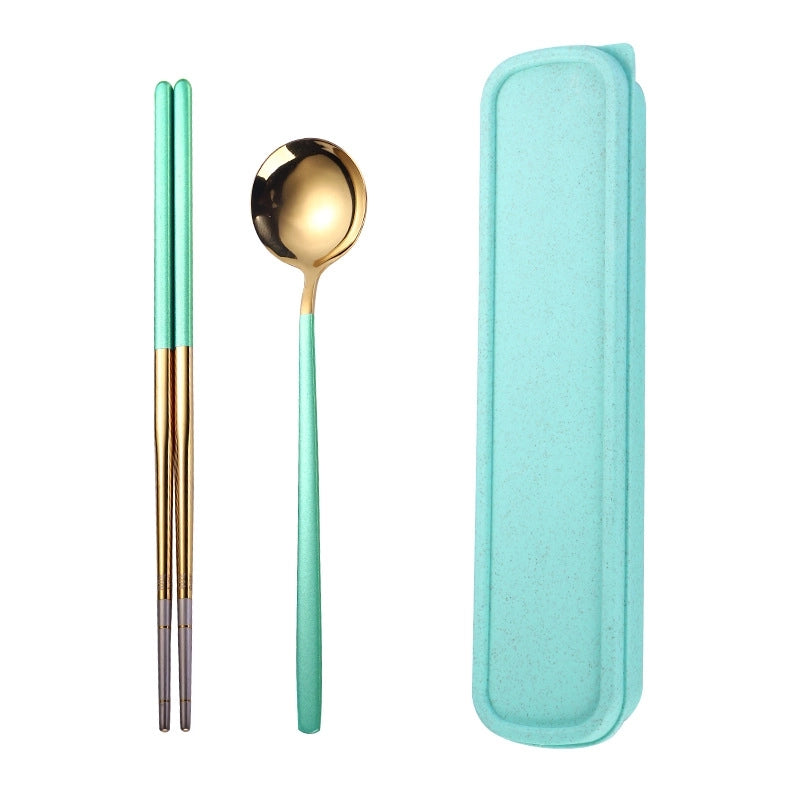 Fashion Solid Color Stainless Steel Tableware 1 Set