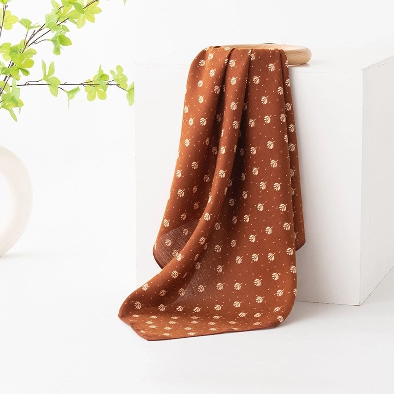 Women's Retro Plaid Flower Satin Silk Scarf