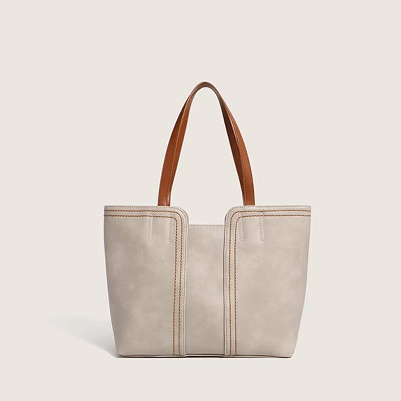 Retro Style PU Leather Commuter Tote Bag