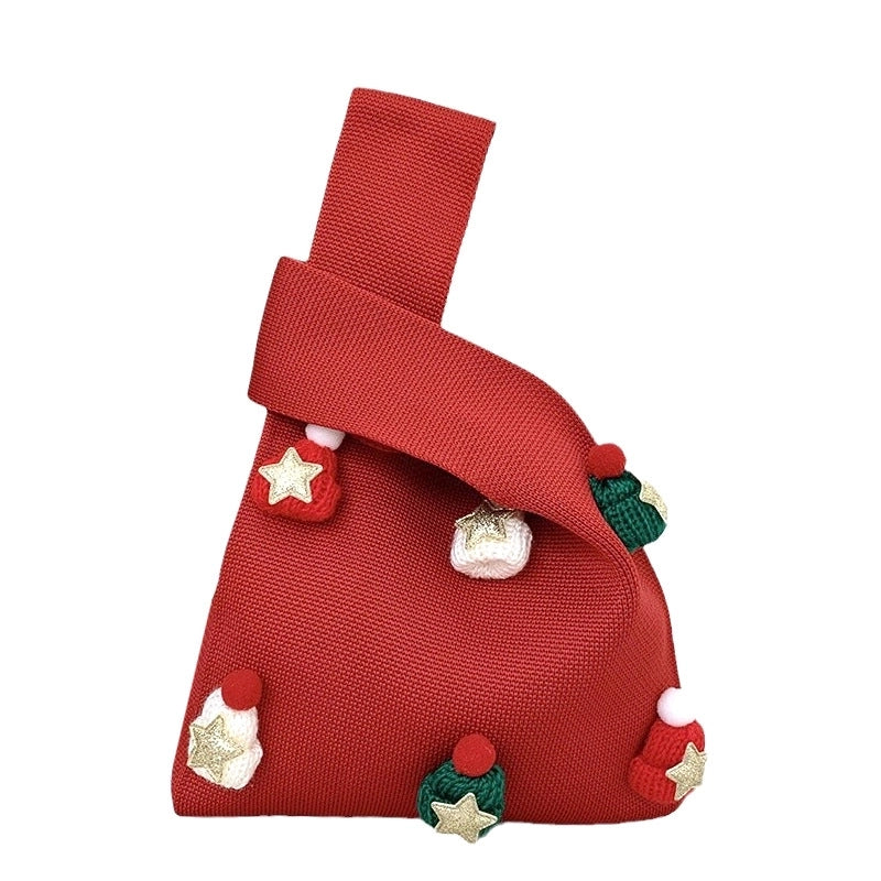 Christmas Women's Medium Polyester Christmas Hat Star Streetwear Square Open Handbag