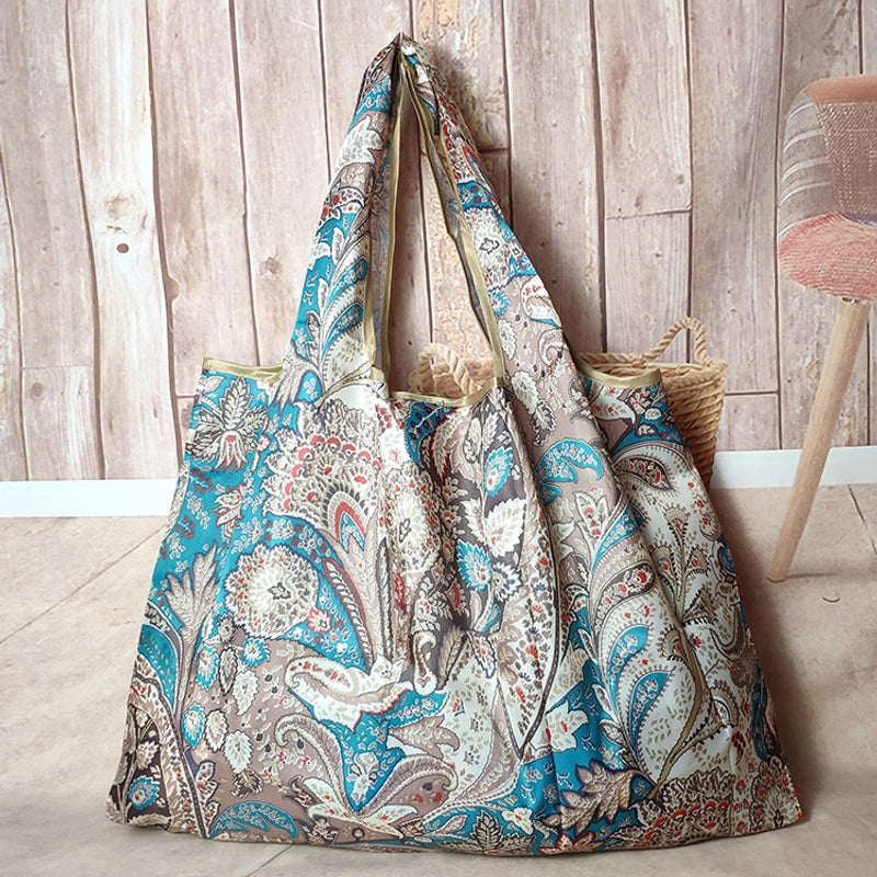 Printed Environmental Bag Large 210T Supermarket Folding Shopping Bag Thickened Tote Bag Shopping Bag