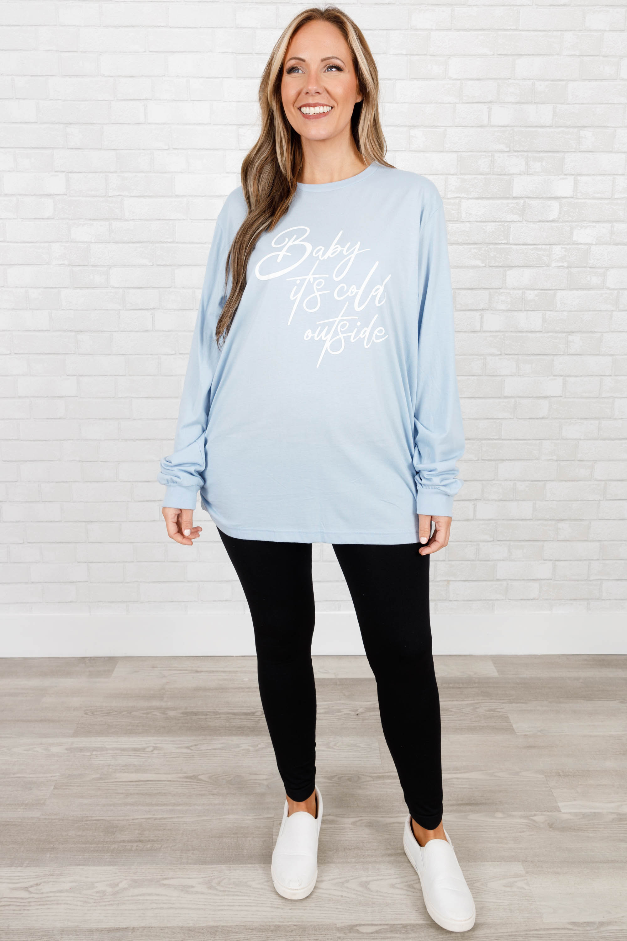 Baby It's Cold Outside Top. Baby Blue