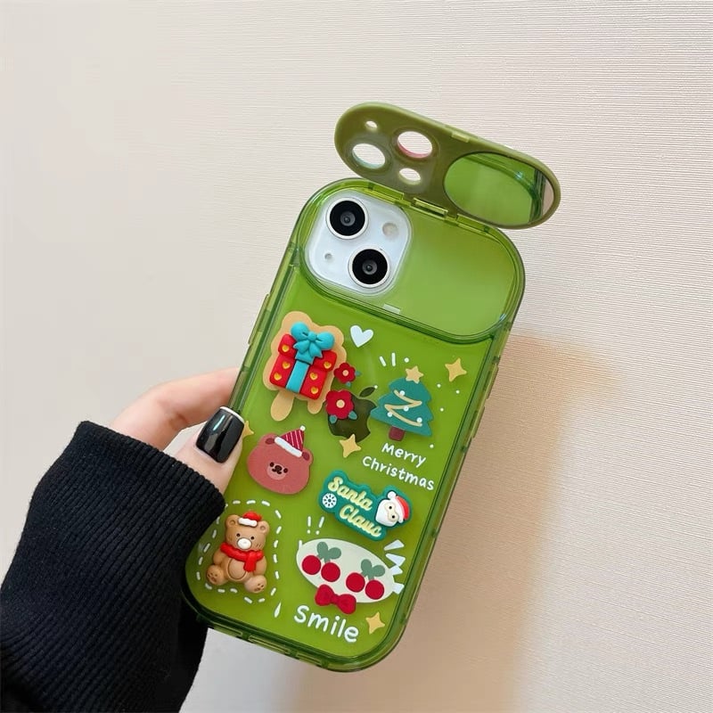 Christmas Tree Pendant Flip Mirror Case Cover For iPhone