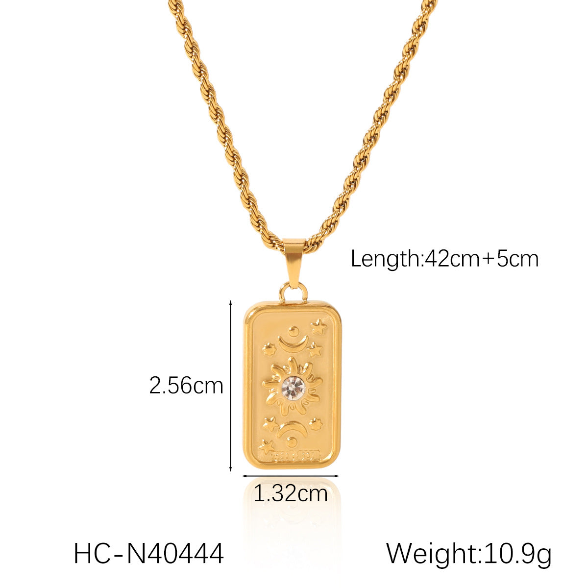 Tarot Card Three-Dimensional Relief Diamond Flower Eight-Pointed Star Pendant Necklace Design Titanium Steel Twist Chain Necklace