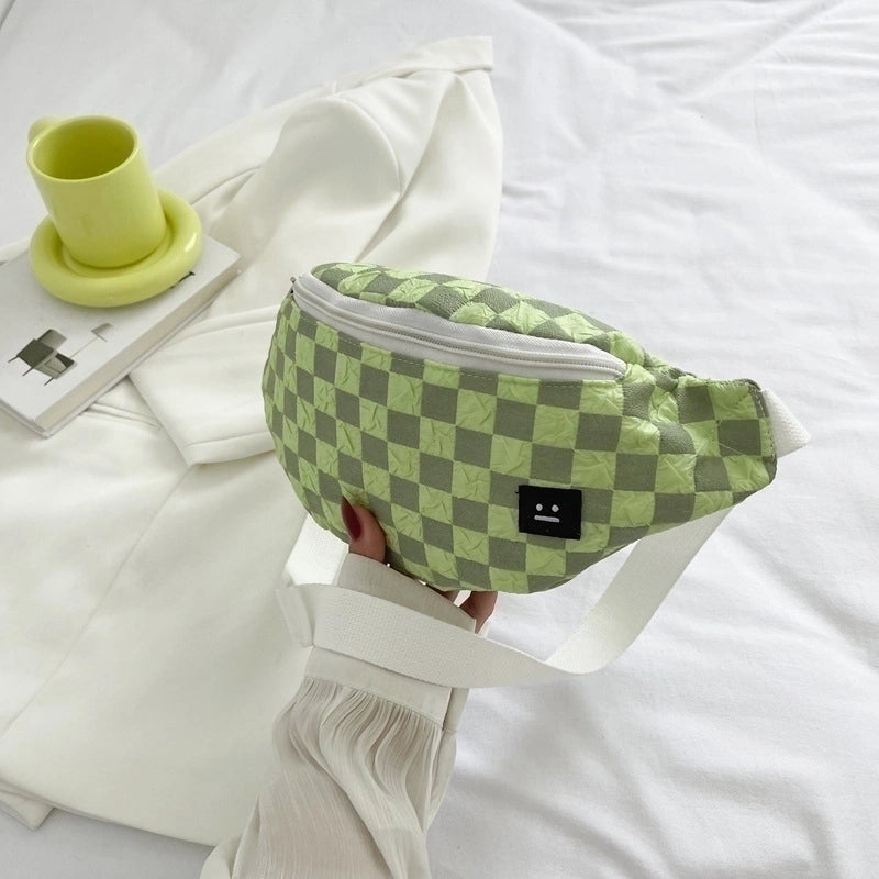 Streetwear Plaid Zipper Fanny Pack