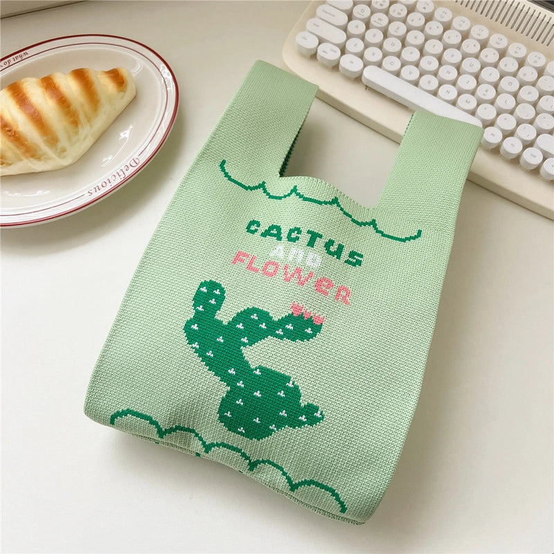 Women's Small Knit Animal Cartoon Cute Open Handbag