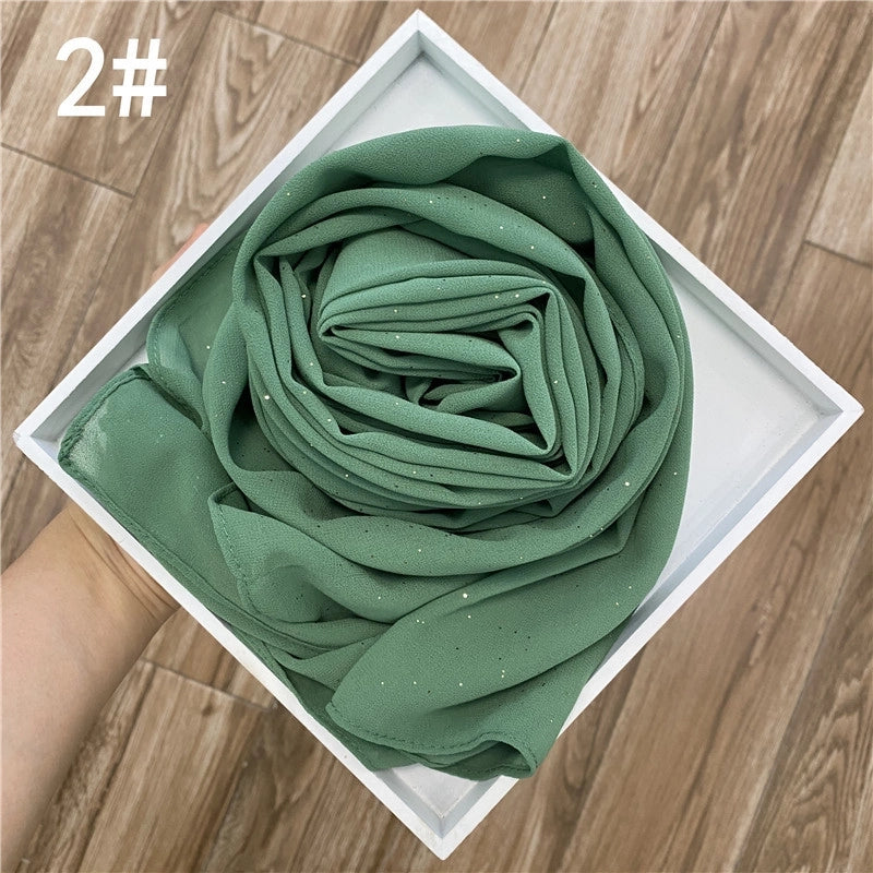 Solid Color Sprinkling Gold Pearl Chiffon Chiffon Fashion Sprinkling Gold Scarf Women's Toe Chiffon Glitter Scarf