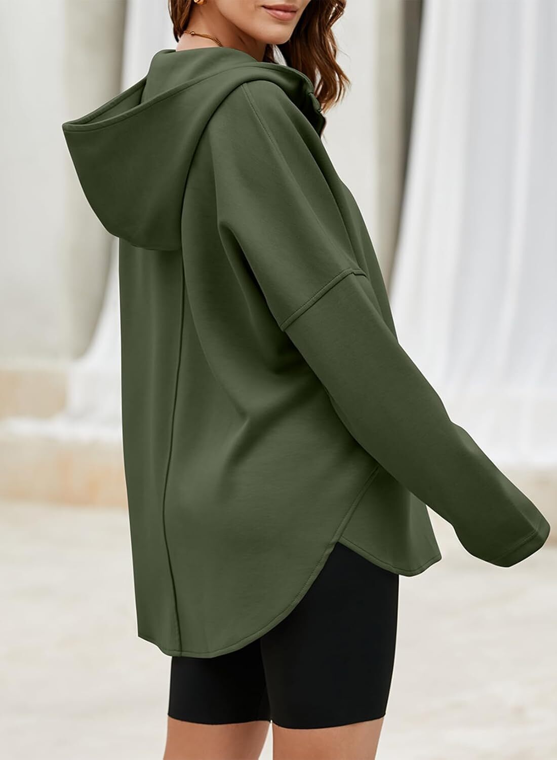 FINAL SALE⚡5 Packs for $25.95⚡- Women's Oversized Hoodies Casual Long Sleeve Half Zipper Pocket Sweatshirt Pullover Tops
