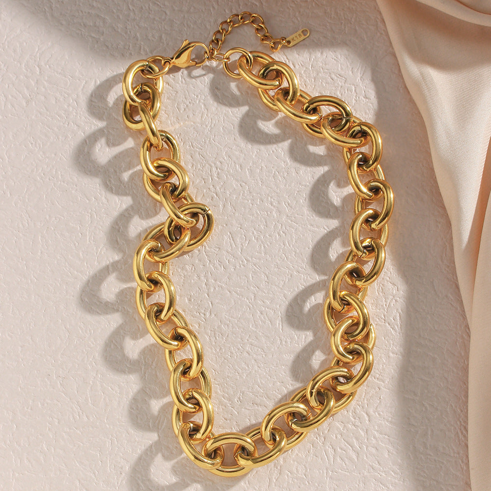 Fashion Round Geometric Stainless Steel 18K Gold Plated Necklaces