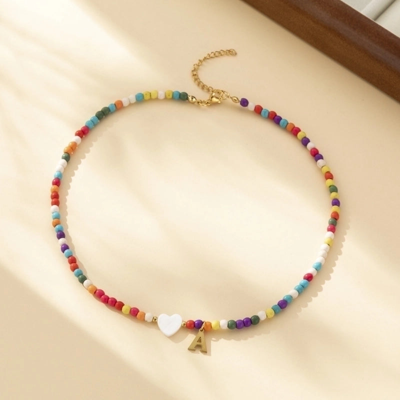 Cute Geometric 304 Stainless Steel Beaded Chain Pendant Necklace