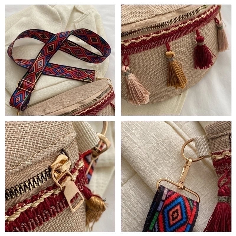 Unisex All Seasons Straw Ethnic Style Straw Bag