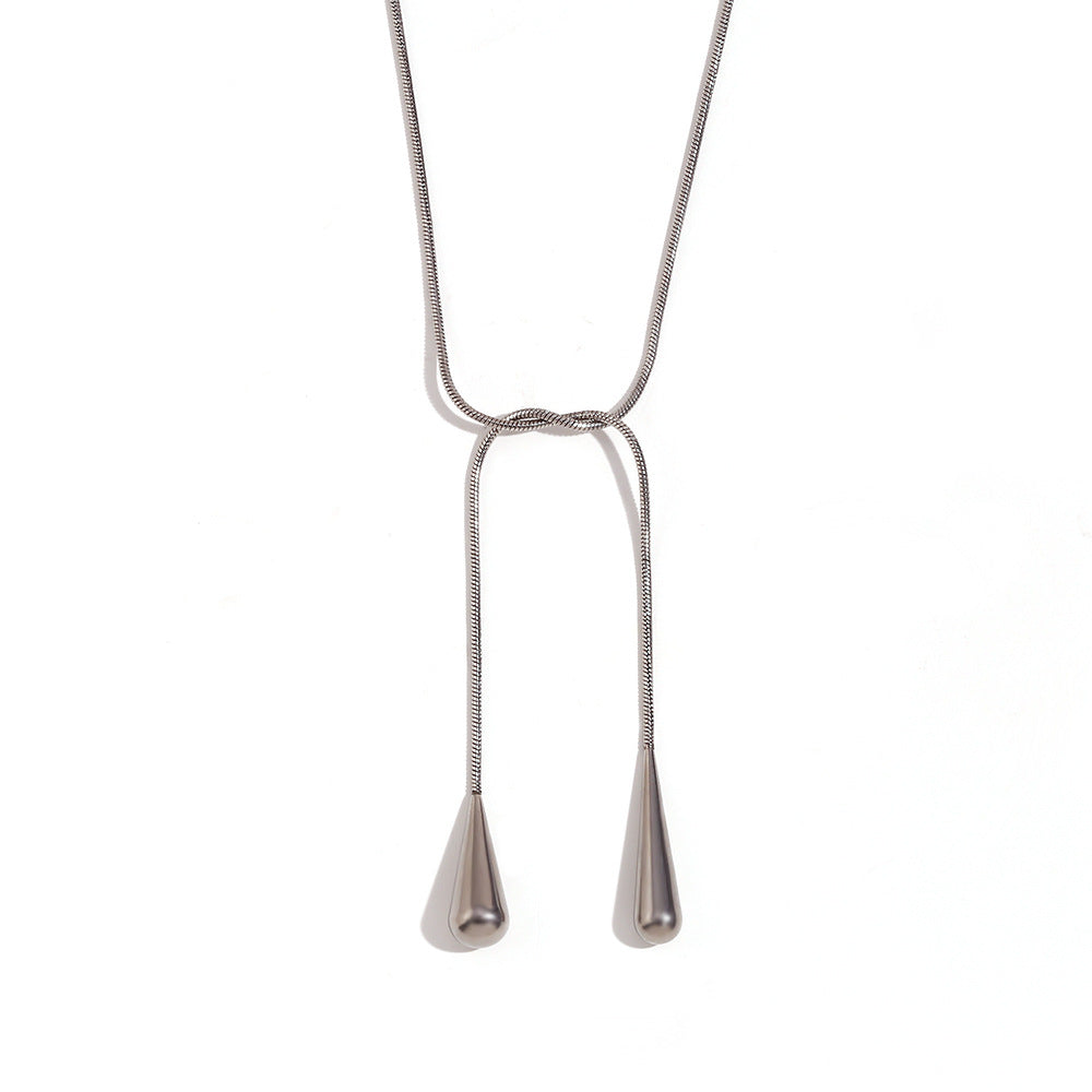 Fashion Droplet Geometric Stainless Steel 18K Gold Plated Necklaces
