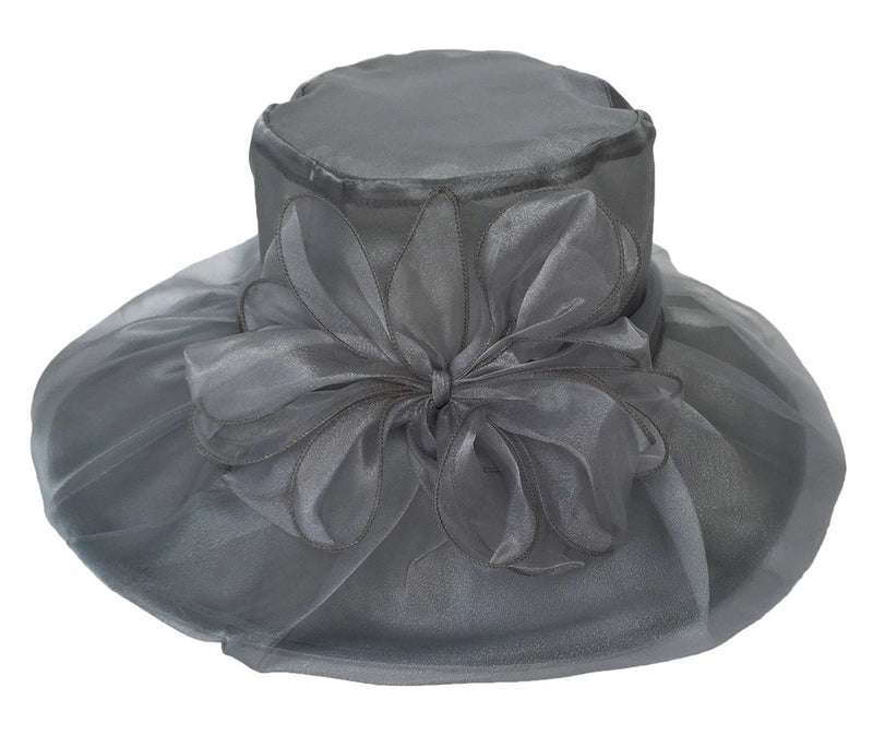 Women's Elegant Solid Color Flowers Wide Eaves Fedora Hat
