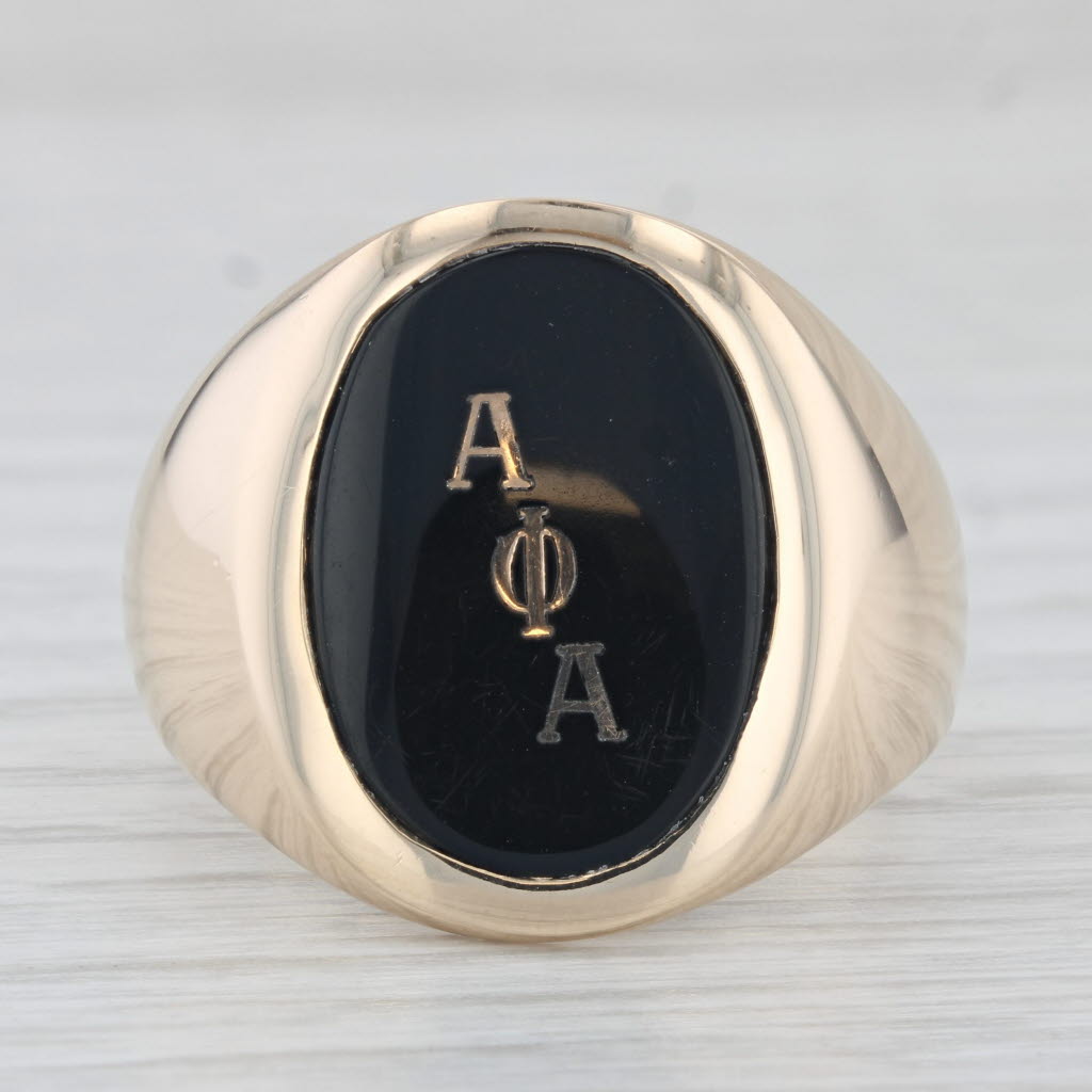 Alpha Phi Alpha Onyx Ring 10k Yellow Gold Size 9.5 Fraternity Signet