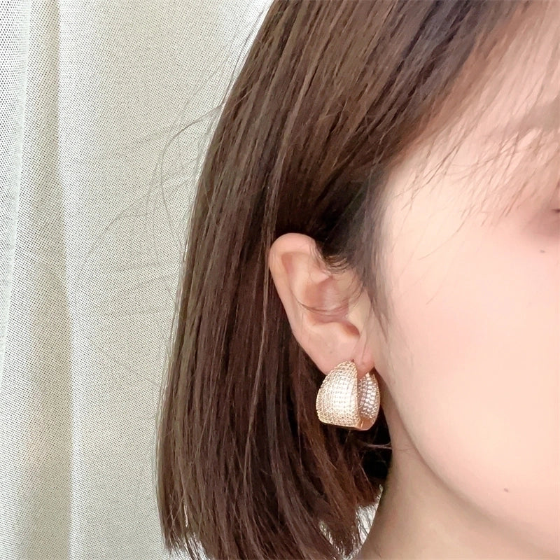 1 Pair Glam Luxurious Shiny Round Oval Solid Color Plating Inlay Copper Zircon Gold Plated Earrings