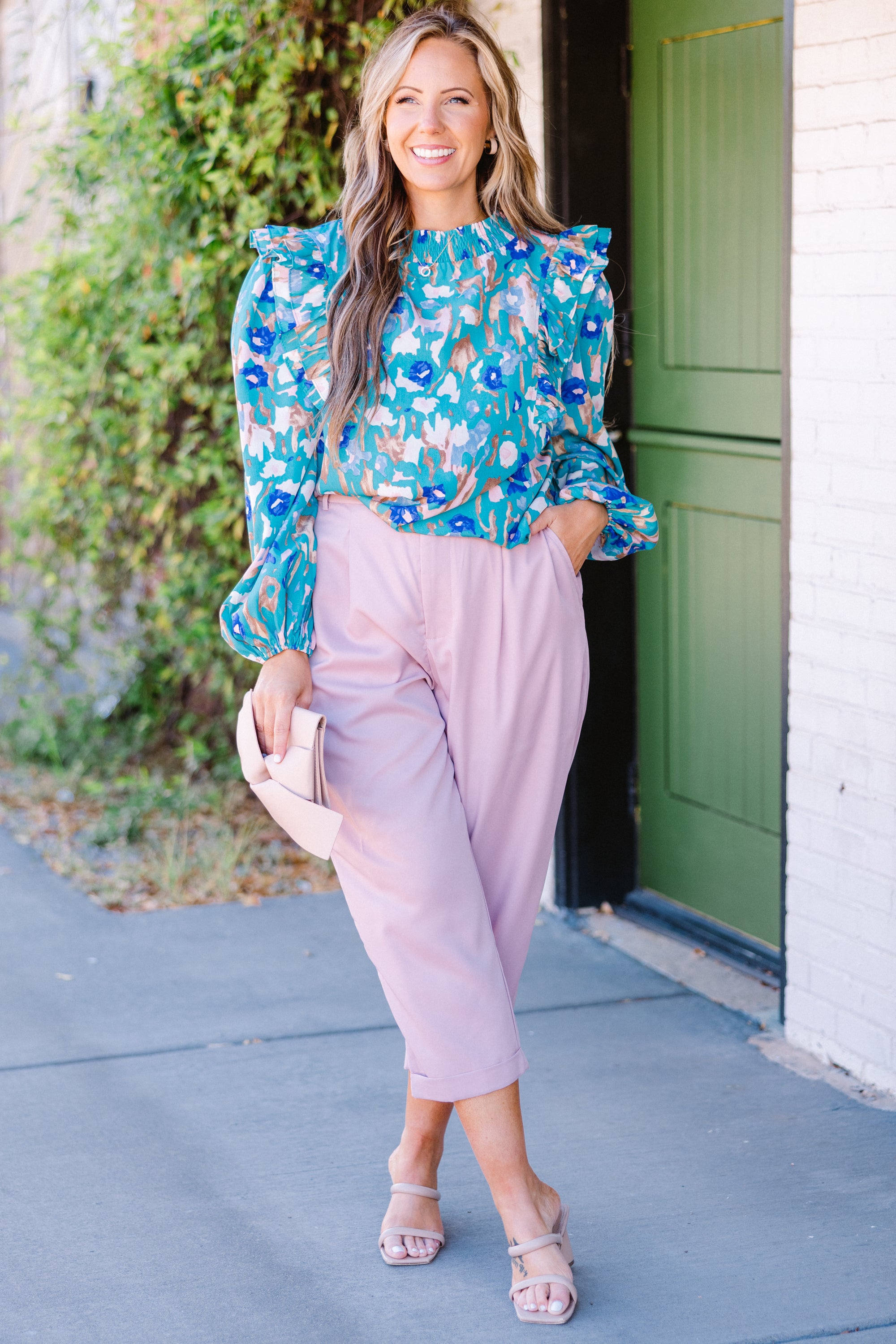 Remarkably Ruffled Top. Teal