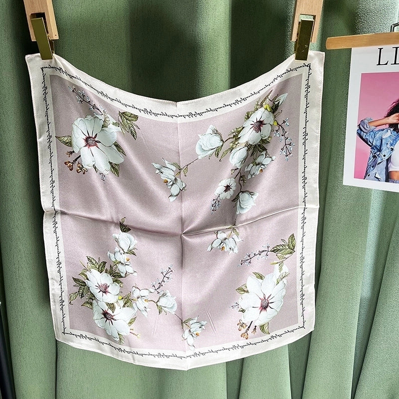 Women's Elegant Color Block Silk Printing Silk Scarf