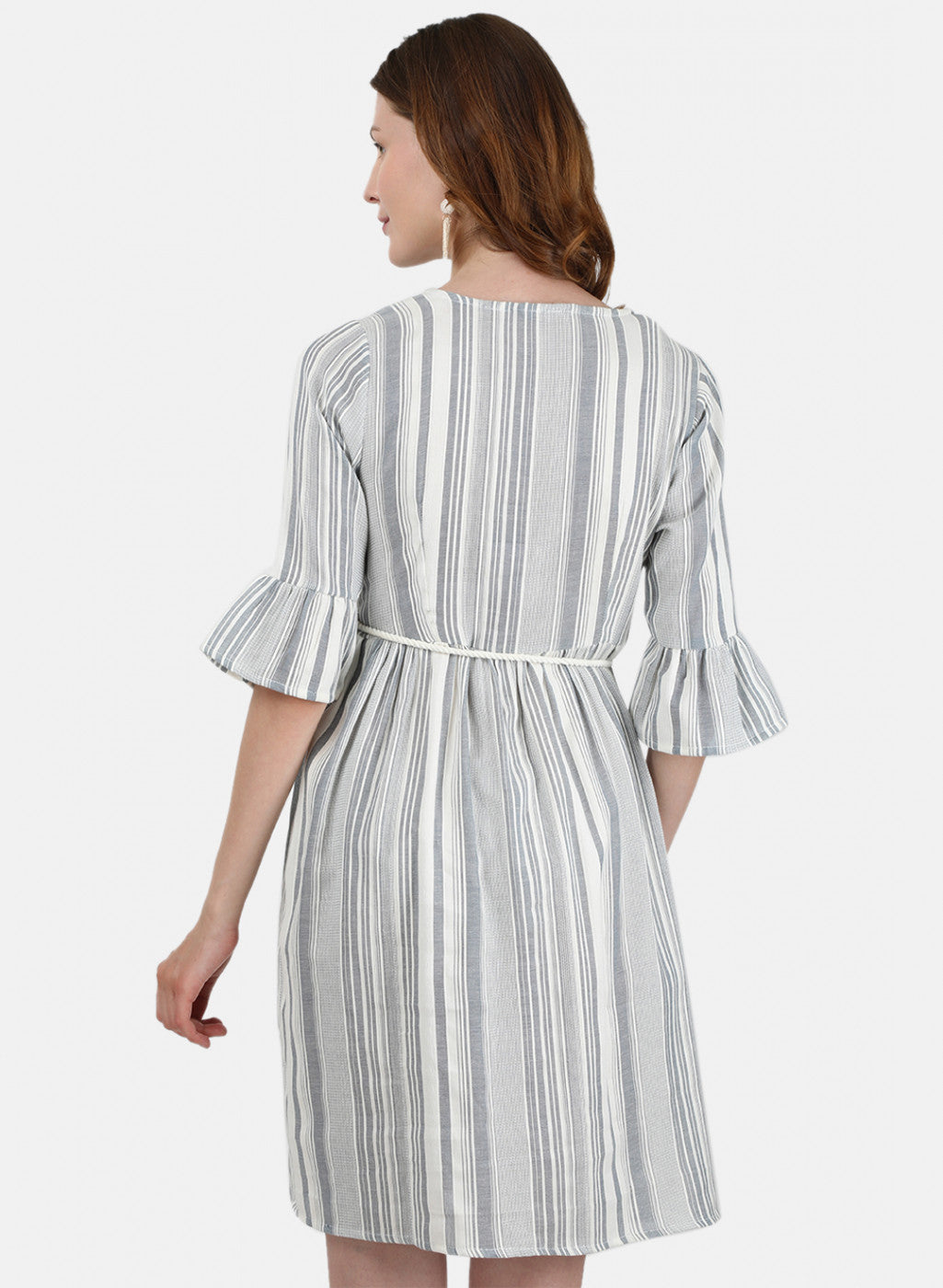 Womens Off White & Grey Stripe Tunic