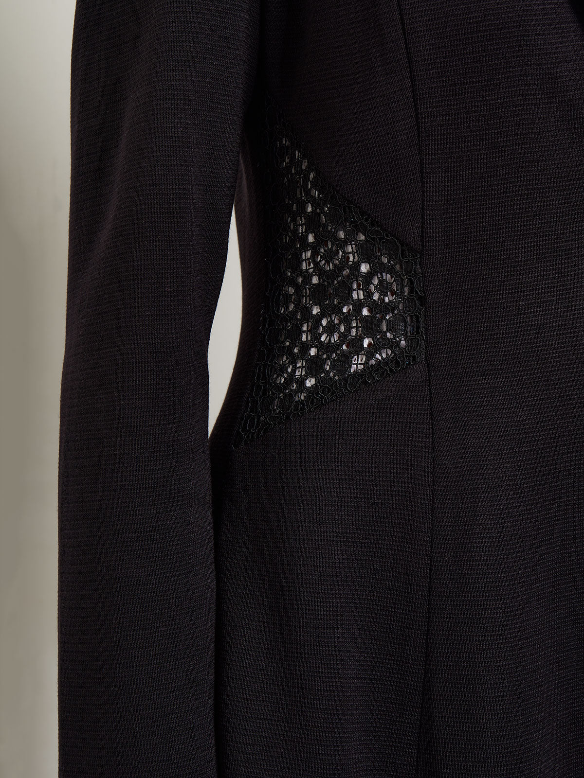 Lace Accent Tailored Knit Blazer