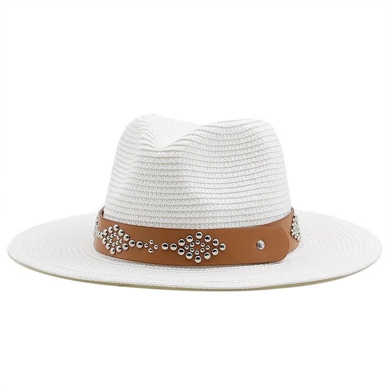 Women's Minimalist Color Block Flat Eaves Straw Hat