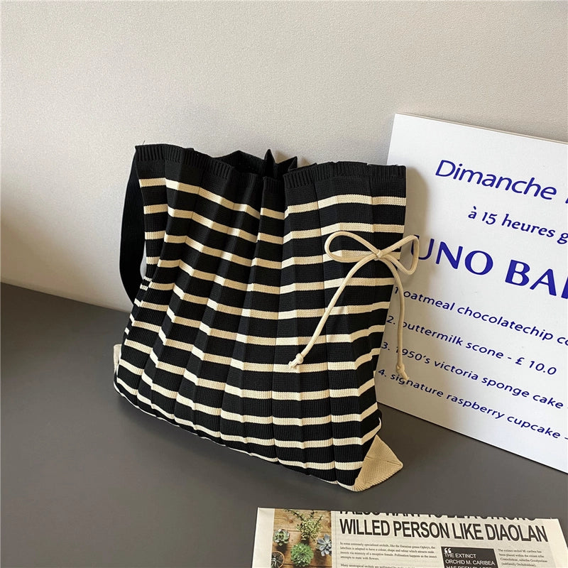 Women's Fashion Stripe Polyester Shopping Bags
