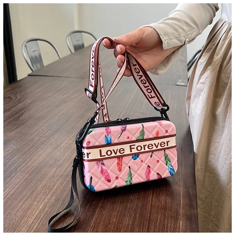 Women's Medium PVC Letter Polka Dots Butterfly Streetwear Square Zipper Square Bag