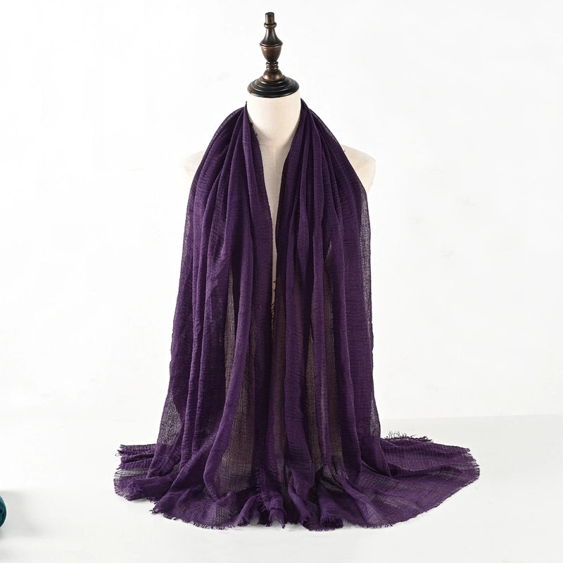 Women's Vacation Minimalist Solid Color Cotton Silk Scarf