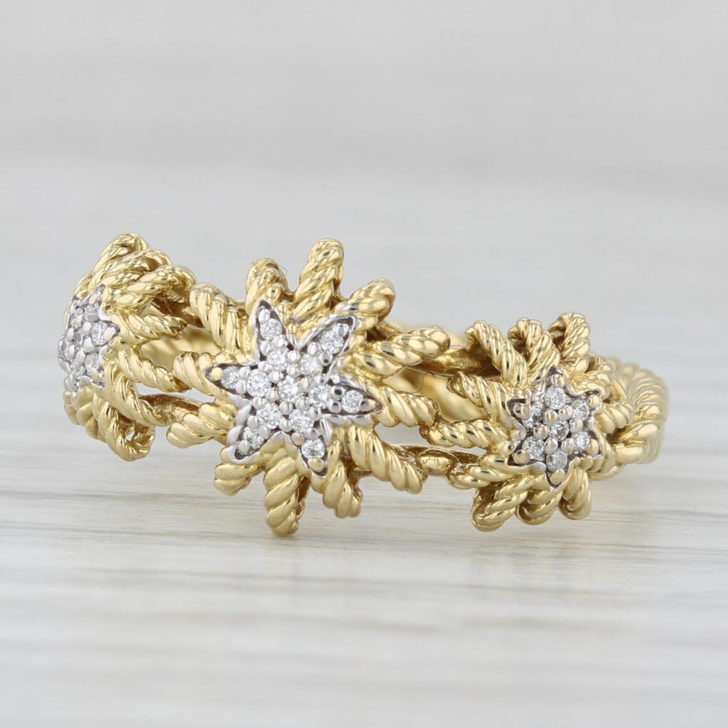 0.10ctw Diamond Pave Starbursts Ring 18k Yellow Gold Size 6.75
