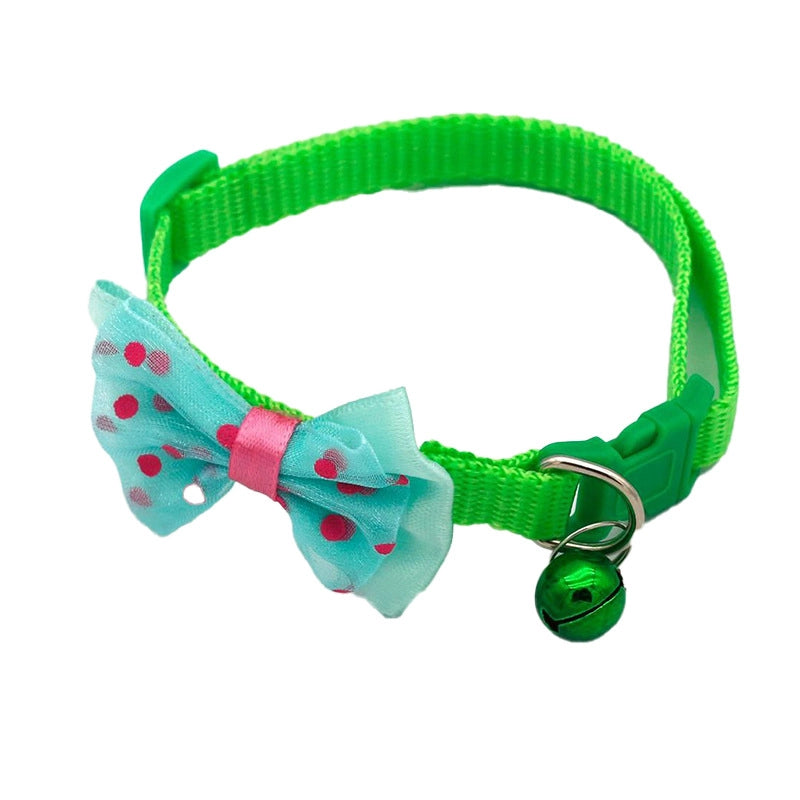 Pet Collar Multi-color Optional Puppy Teddy Collar Kitten Bow Collar Colorful Bell Adjustable