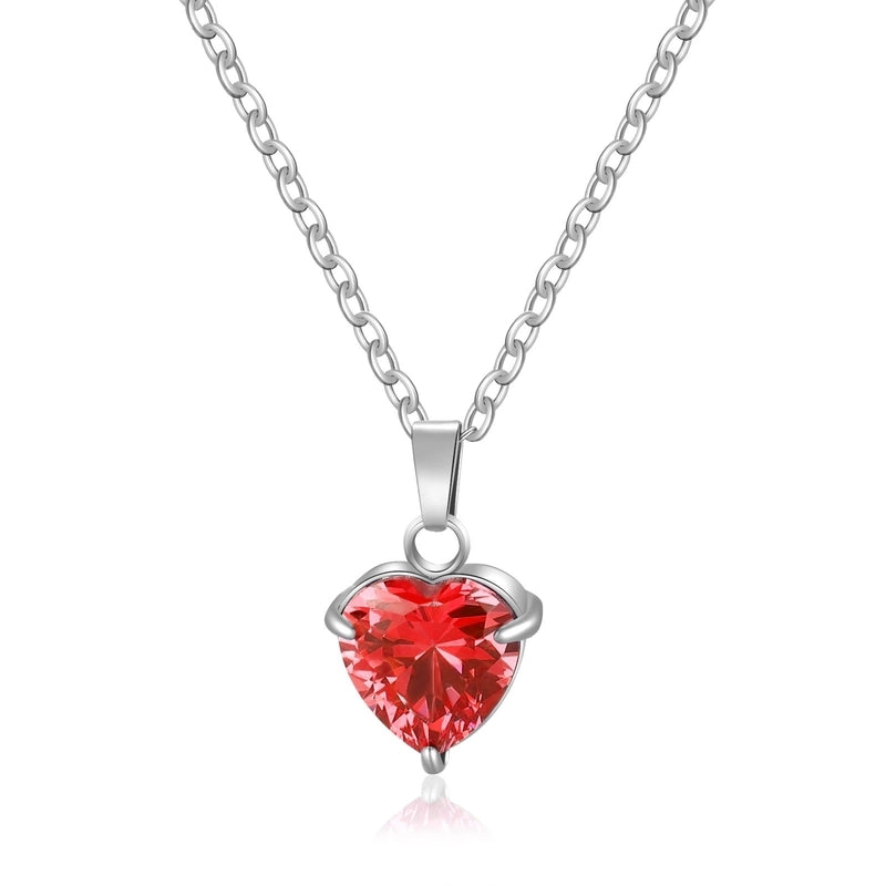 304 Stainless Steel 316 Stainless Steel  Minimalist Classic Style Inlay Heart Shape Zircon Pendant Necklace