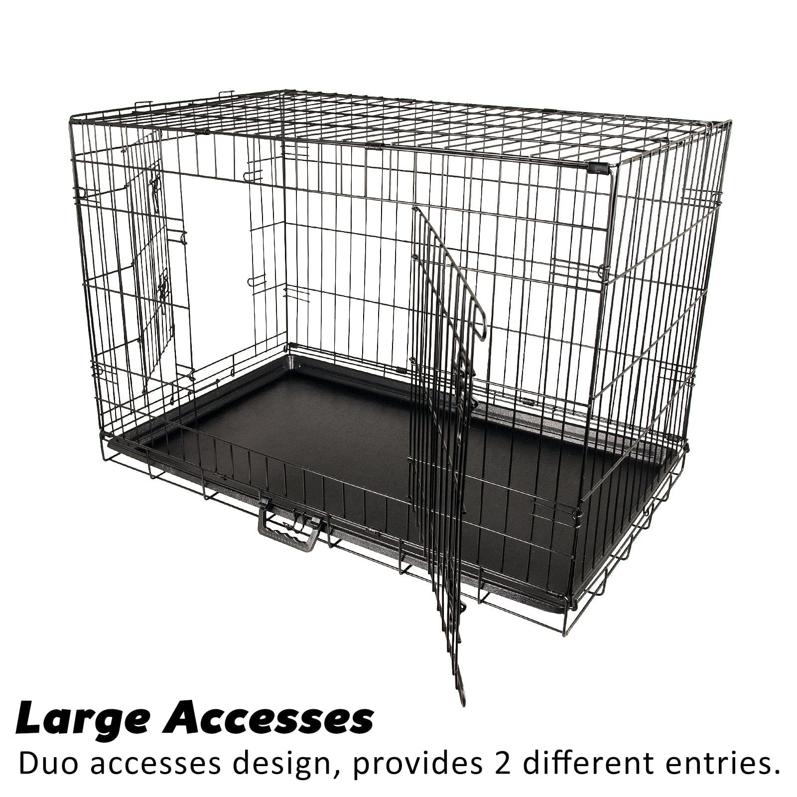 Wire Dog Cage Foldable Crate Kennel 24in with Tray + Cushion Mat Combo