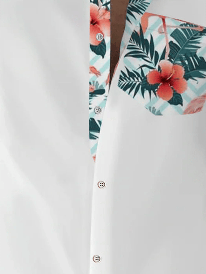 Men's Hawaiian Floral Print Pocket Shirt